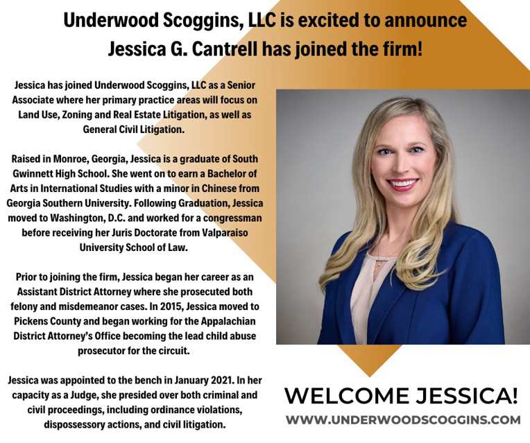Scoggins Law Group, LLC is excited to announce Jessica G. Cantrell has joined the firm!